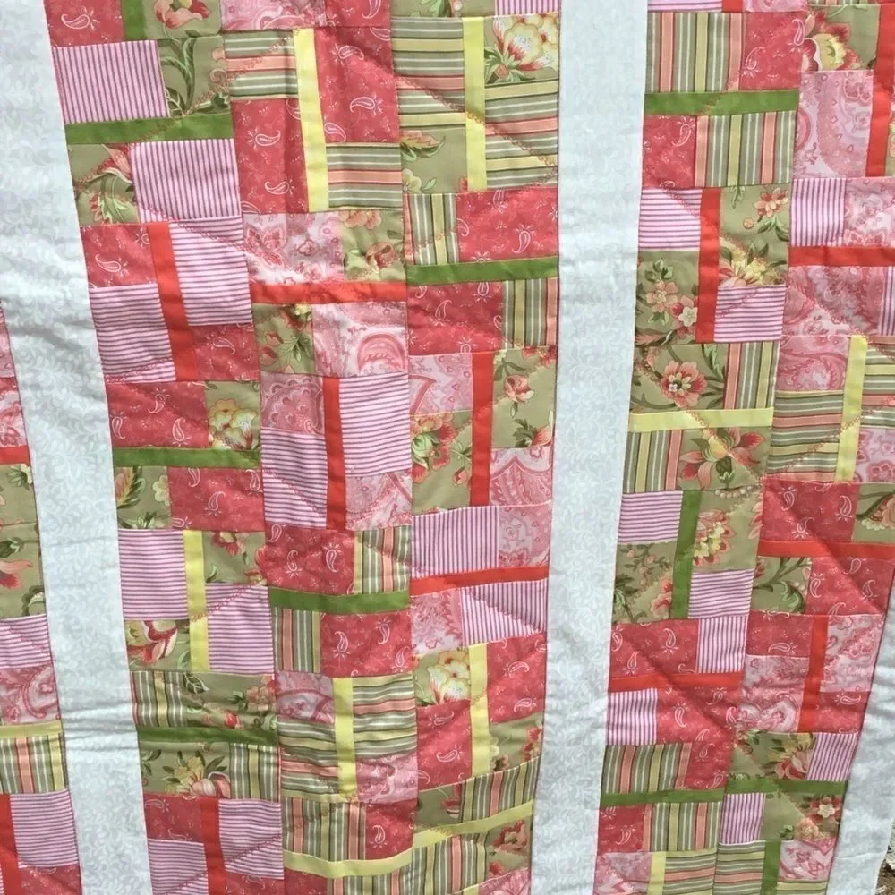 NWT Hand Crafted Orange, Yellow & Greens Quilt